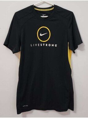 Live‎ Strong Black and Yellow Workout Athletic Mens Short Sleeve Shirt